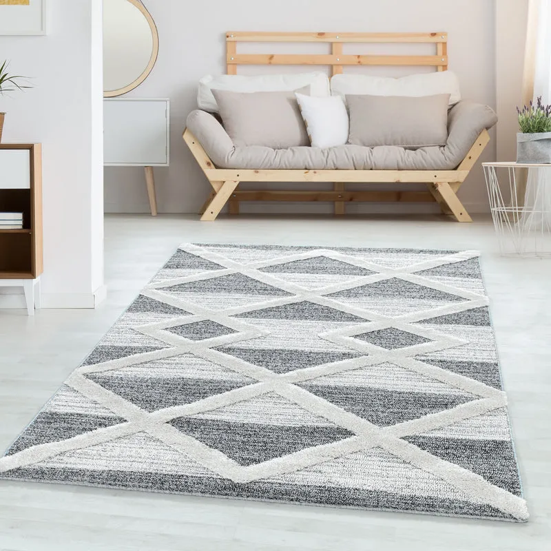 Carpettex Hochflor Teppich 3D Hoch-Tief Skandi Boho Weich