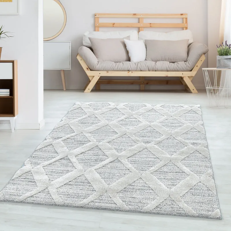 Carpettex Hochflor Teppich 3D Hoch-Tief Skandi Boho Weich