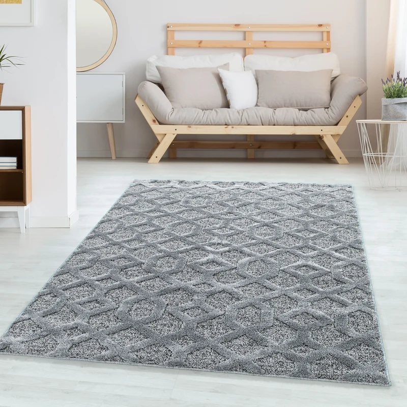 Carpettex Hochflor Teppich 3D Hoch-Tief Skandi Boho Weich