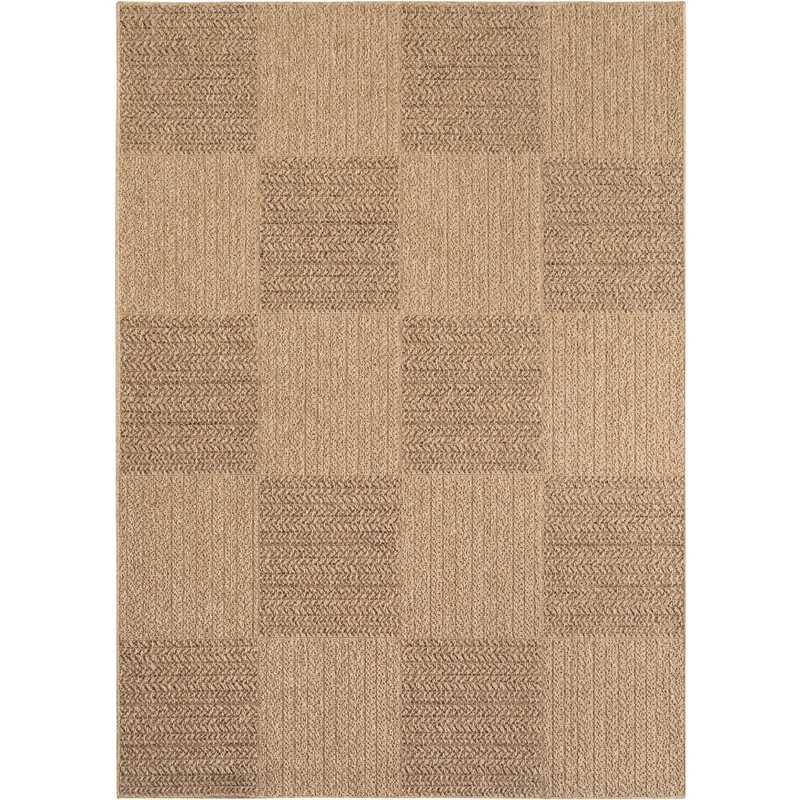 Carpettex Outdoor Teppich Karo Wetterfest Waschbar Natur Optik