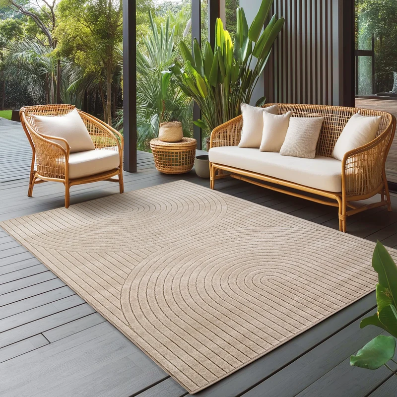 Carpettex Kurzflor Teppich 3D Hoch-Tief Skandi Boho Indoor Outdoor