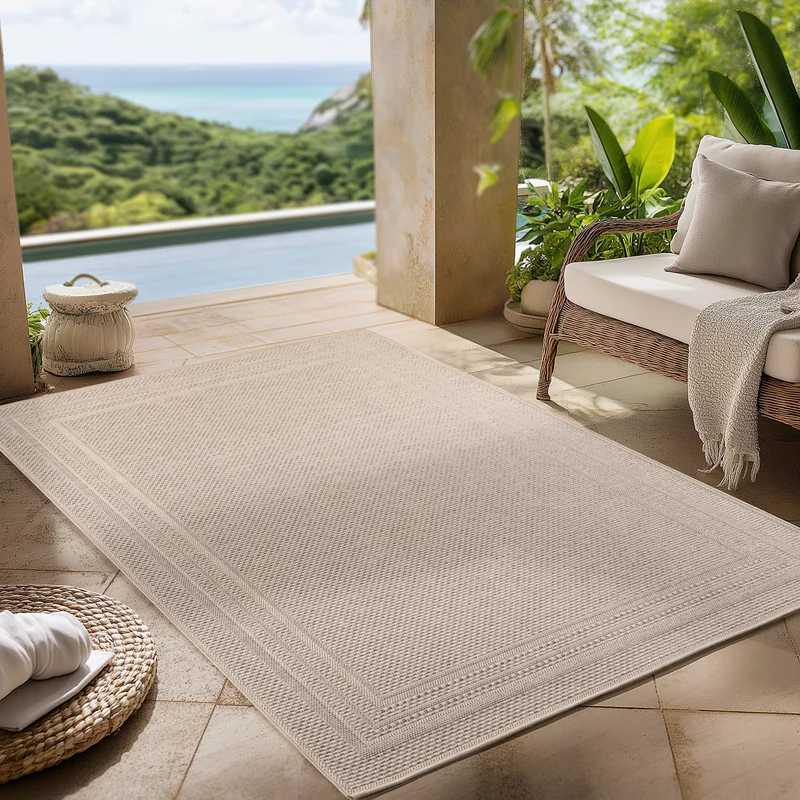 Carpettex Outdoor Teppich Beige Wetterfest UV-beständig Skandi Boho