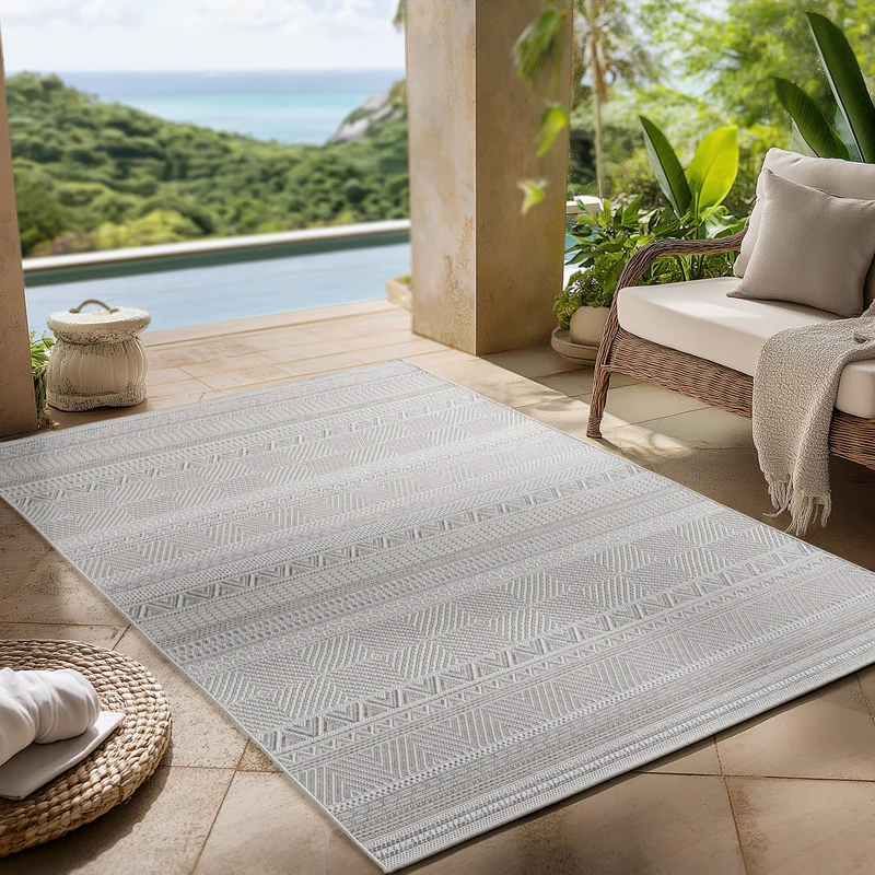 Carpettex Outdoor Teppich Beige Wetterfest UV-beständig Skandi Boho
