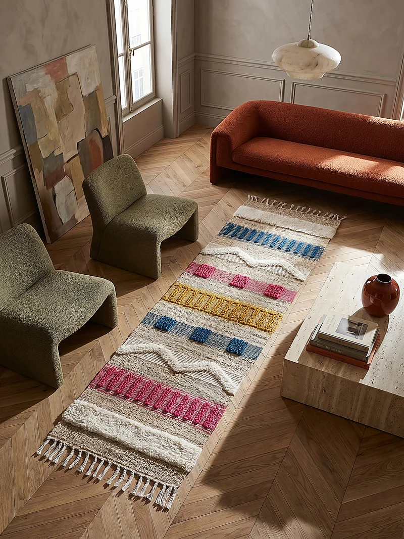 Teppich Hoch-Tief Struktur Gestreift, Ethno-Stil, mit Fransen wendbar, Esszimmer