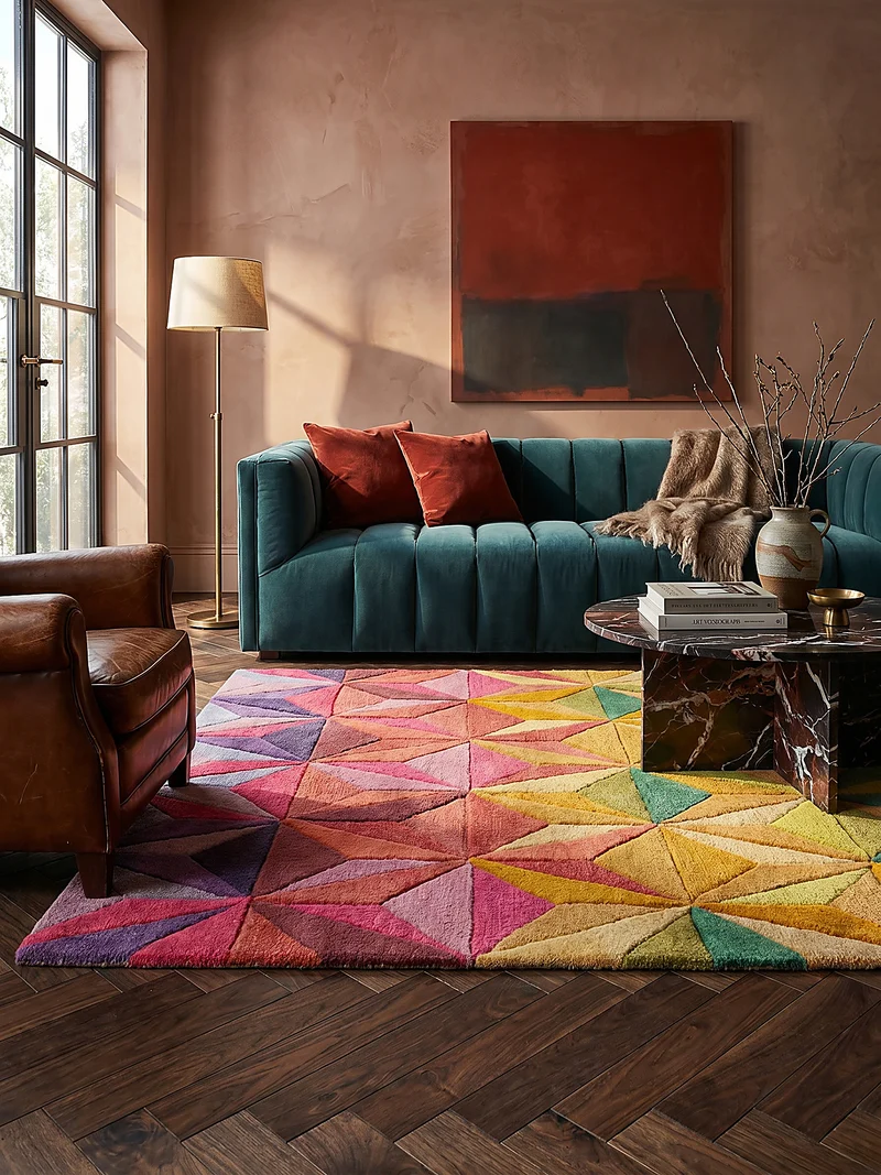 Wollteppich 3D Geometrisch, Wohnzimmer