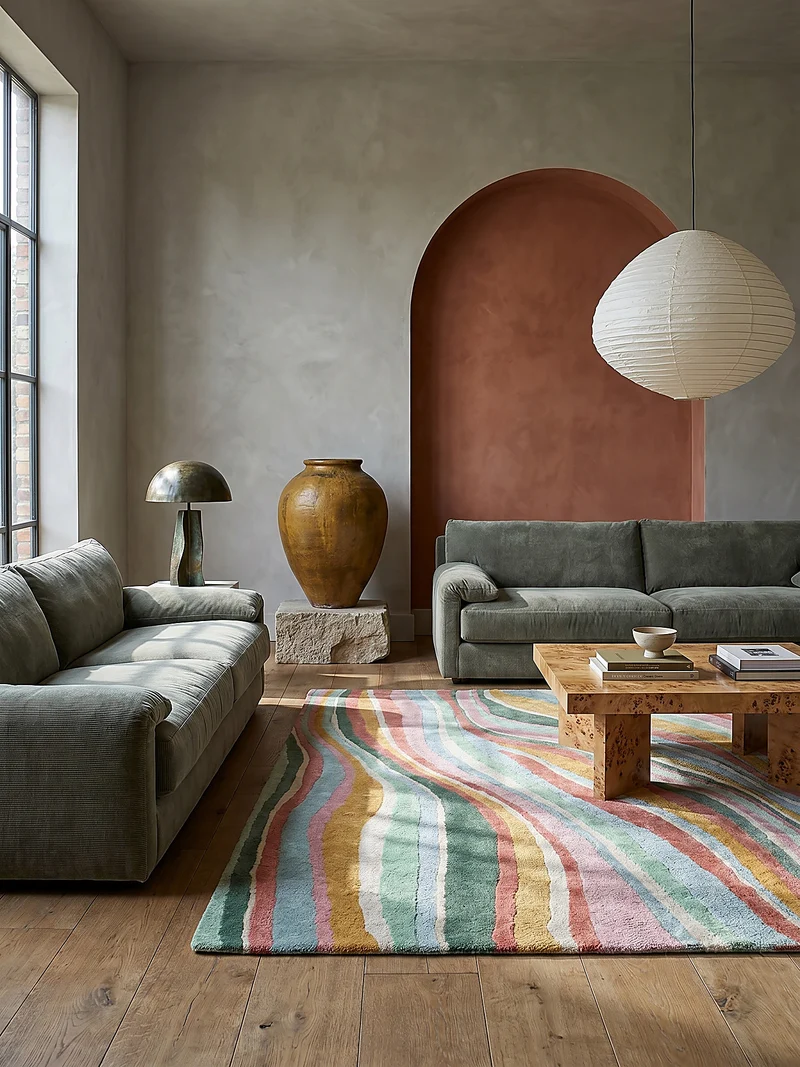 Wollteppich Wellen Muster, Abstrakt, Wohnzimmer