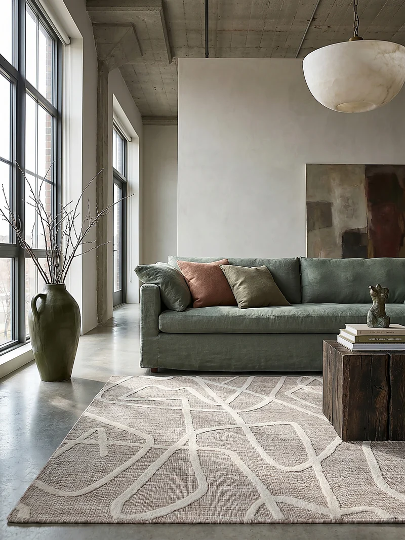 Teppich Kurzflor Linienmuster, Abstrakt, Wohnzimmer