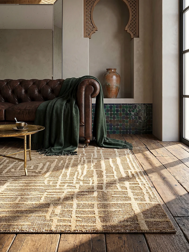 Teppich Kurzflor Labyrinth Muster, Geometrisch, Wohnzimmer