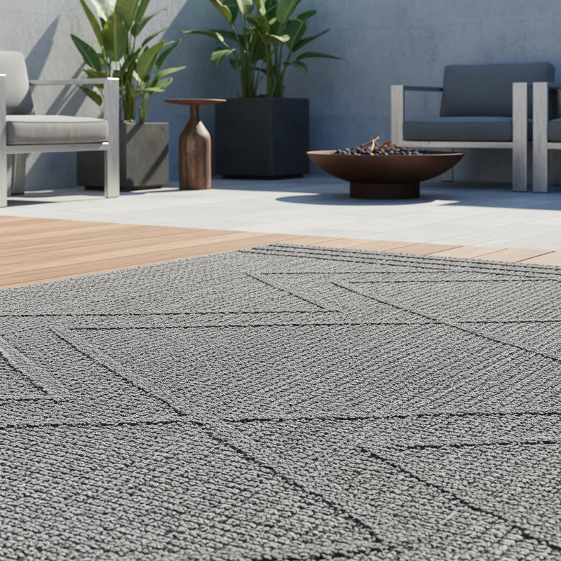 Outdoor-Teppich Diagonales Linienmuster – Waschbar | Geometrischer Boho für Balkon