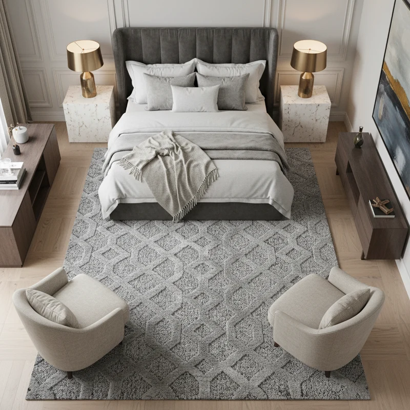 3D Hochflor-Teppich Rauten-Gitter – Waschbar | Plastischer Hoch-Tief-Effekt | 2,00 cm Florhöhe für Wohnkomfort