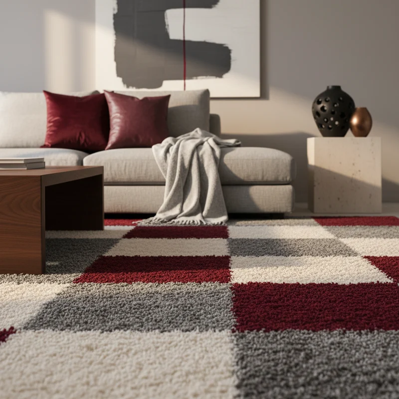 Shaggy Hochflor-Teppich Karo – Waschbar & Flauschig | 3,00 cm Florhöhe für Barfußkomfort