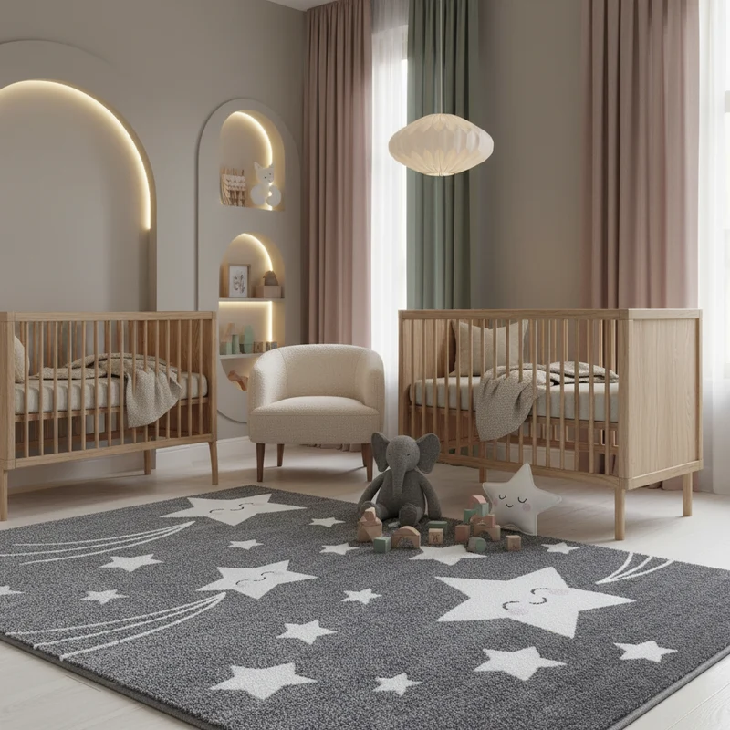 Kinderteppich Sterne – Waschbar & Strapazierfähig für Kinderzimmer