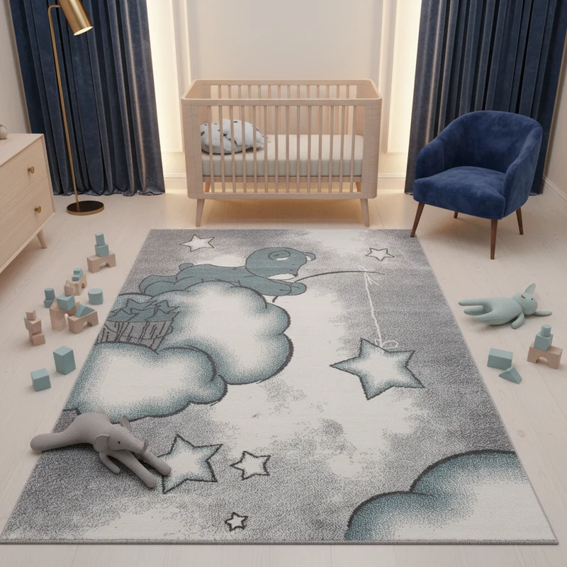 Kinderteppich Bären-Motiv – Waschbar & Strapazierfähig für Kinderzimmer