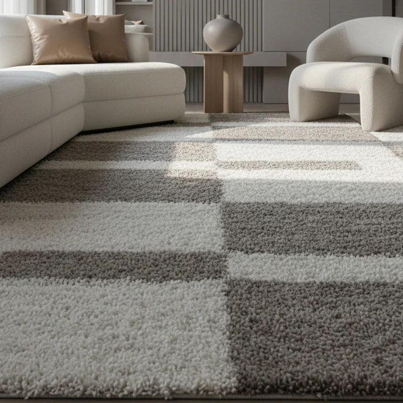 Shaggy Hochflor-Teppich Karo – Waschbar & Flauschig | 3,00 cm Florhöhe für Barfußkomfort