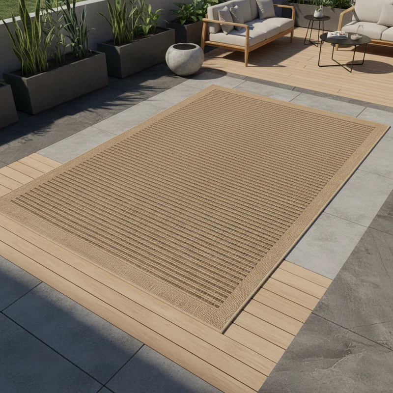 Outdoor-Teppich Feinstrick-Struktur – Waschbar | Dezente Weboptik für Terrasse
