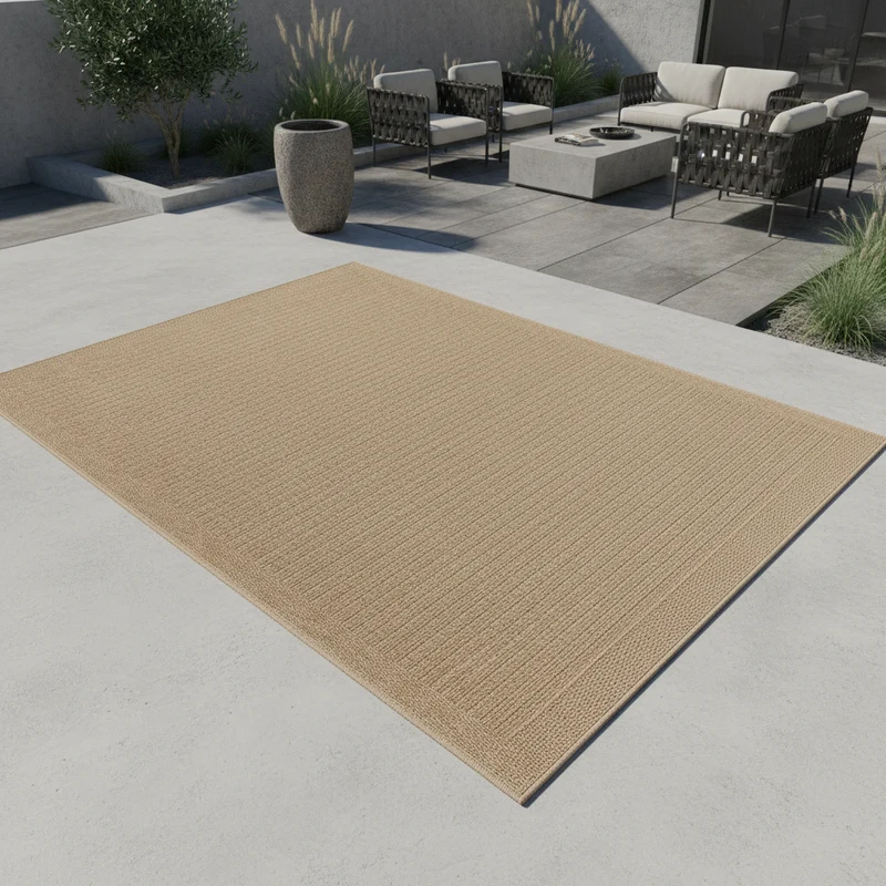 Outdoor-Teppich Feinstrick-Struktur – Waschbar | Dezente Weboptik für Terrasse