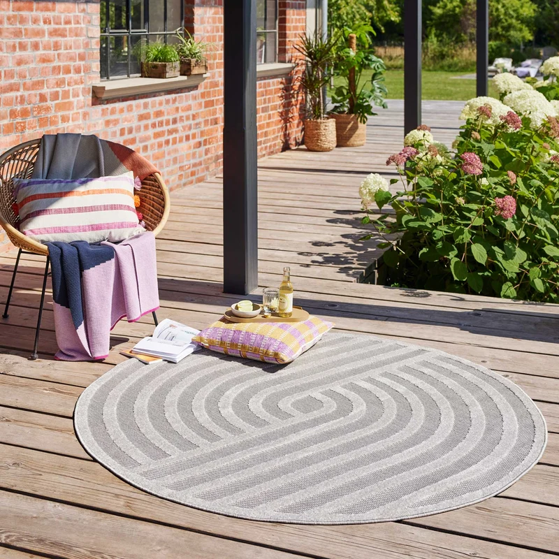 Esprit Teppich In- und Outdoor Rund Grau Silber "Spirit"