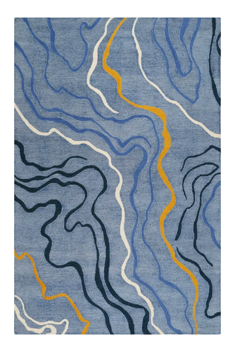 Esprit Kurzflor Teppich Blau "Drive"